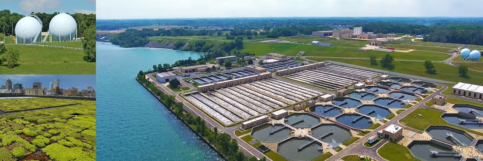 This is an image of the MMSD South shore facility, methane digestors and a green roof