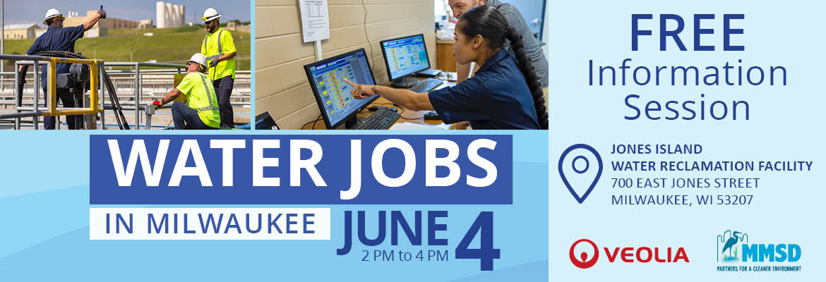 Water jobs in Milwaukee with an image of workers