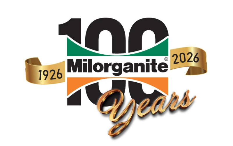 Milorganite 100th Anniversary Fertilizer logo