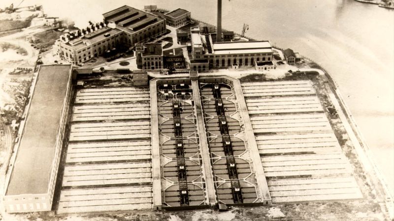 Aerial shot of jones island water reclamation facility 1926